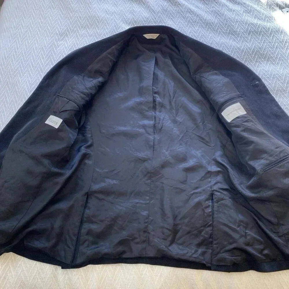 Pronto Uomo Men’s Corduroy Blazer Jacket Black 40 Short Preppy Academia Casual - Picture 14 of 16